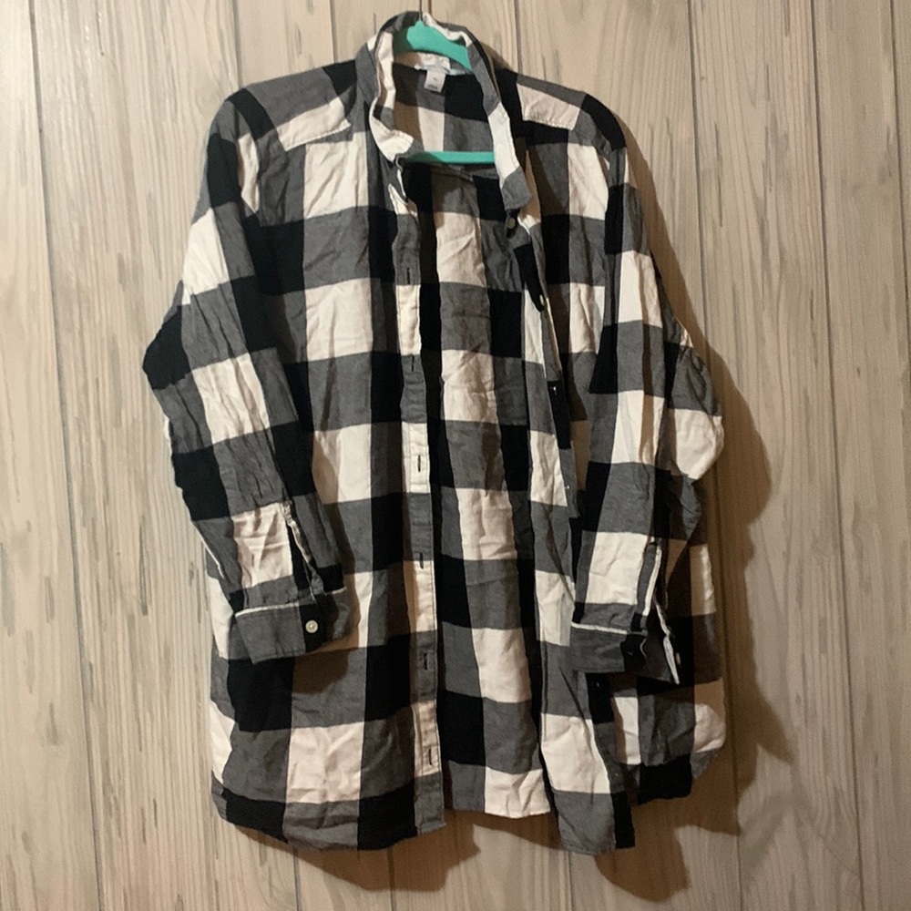 OLD NAVY - Black/White Buffalo Plaid Classic Shirt